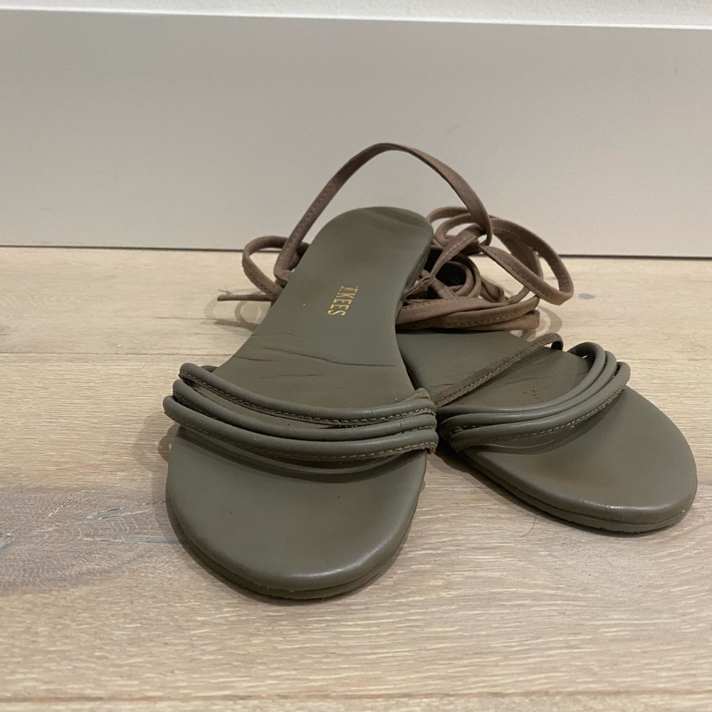 TKEES Olive Green Greek Sandals Women's US 7.5